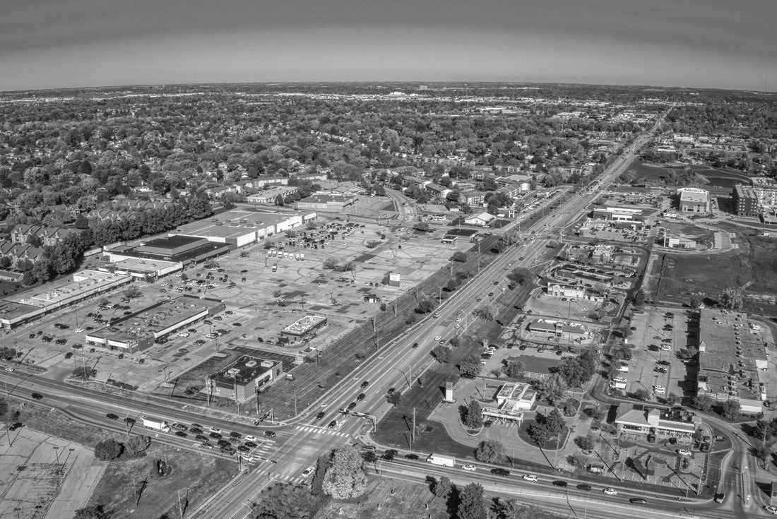 Aerial View of the Omaha Suburb of La Vista, Nebraska 2000pc PuzzleBlack and White