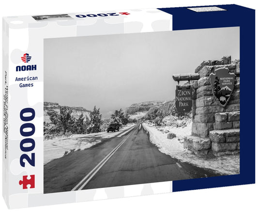 Noah Jigsaw Puzzle Winter in Zion National Park, United States Of America in black white 2000 pieces
