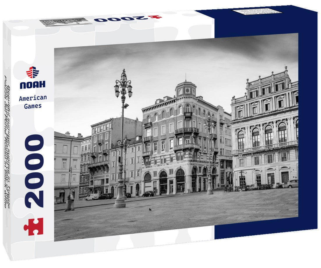 Beautiful summer sunrise in Trieste, Italy, Europe. Beautiful view of the Piazza del Ponte Rosso 2000pc PuzzleBlack and White