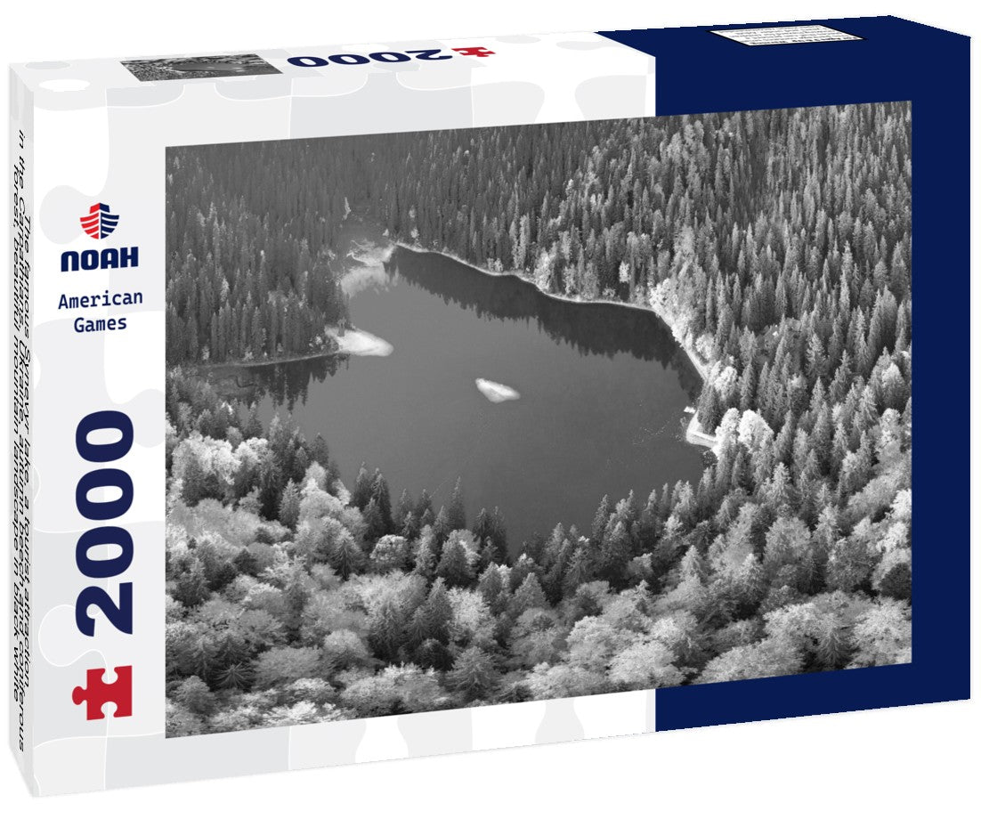 The famous Synevyr lake, a tourist attraction, in the Carpathians, Ukraine, autumn beech and coniferous forest, beautiful mountain landscape 2000pc PuzzleBlack and White