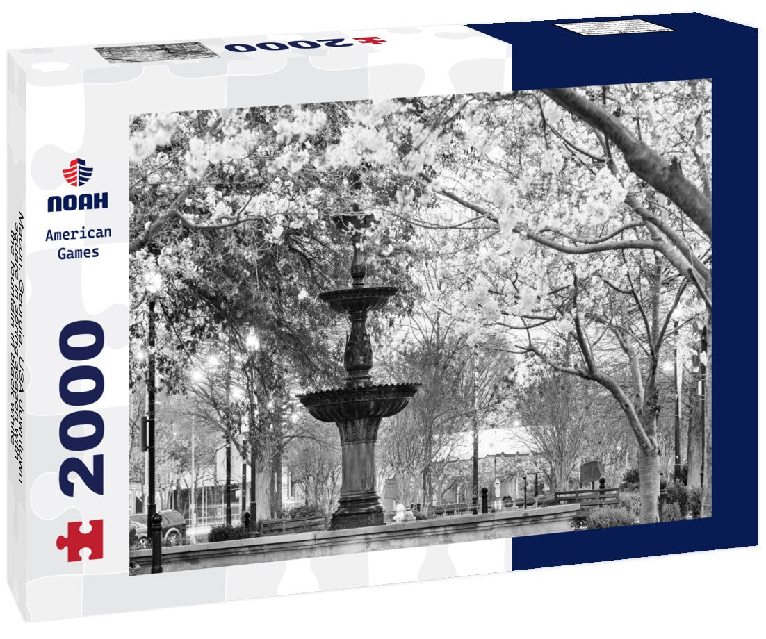 Macon, Georgia, USA downtown square in spring season with the fountain 2000pc PuzzleBlack and White