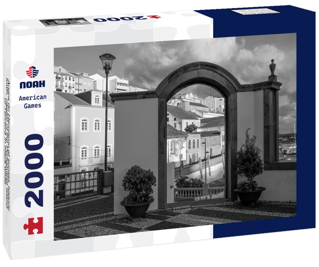 Angra do Heroísmo at sunset, historic town, capital of the Portuguese island of Terceira 2000pc PuzzleBlack and White