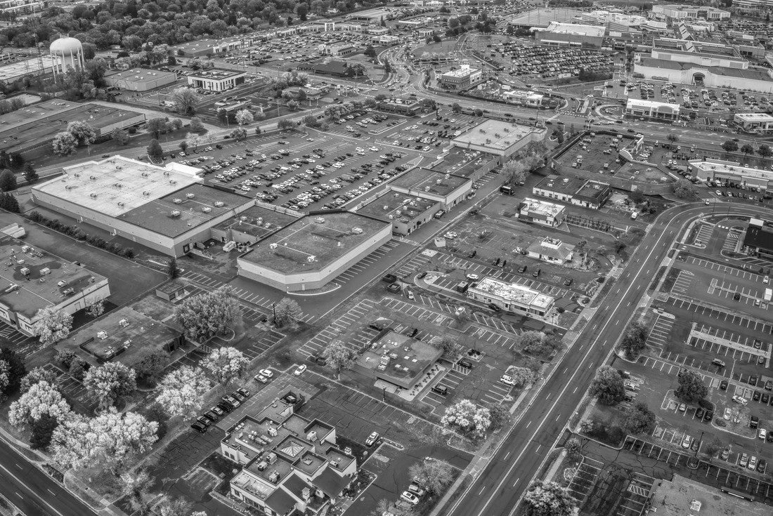 Aerial View of the Twin Cities Suburb of Roseville, Minnesota during Autumn 2000pc PuzzleBlack and White