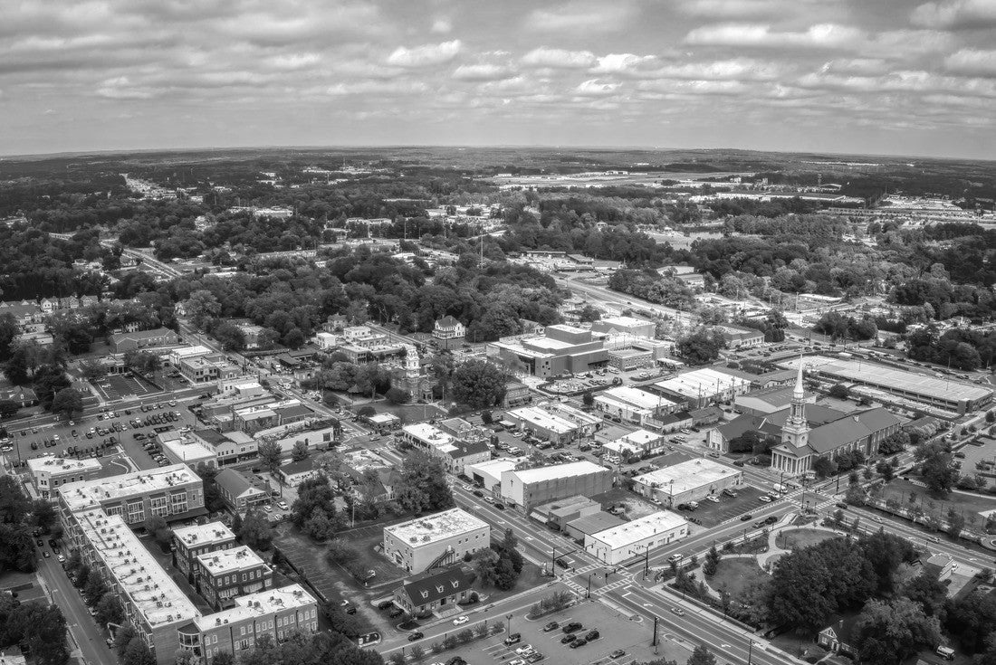 Aerial View of the Atlanta Outer Ring Suburb of Lawrenceville, Georgia 2000pc PuzzleBlack and White