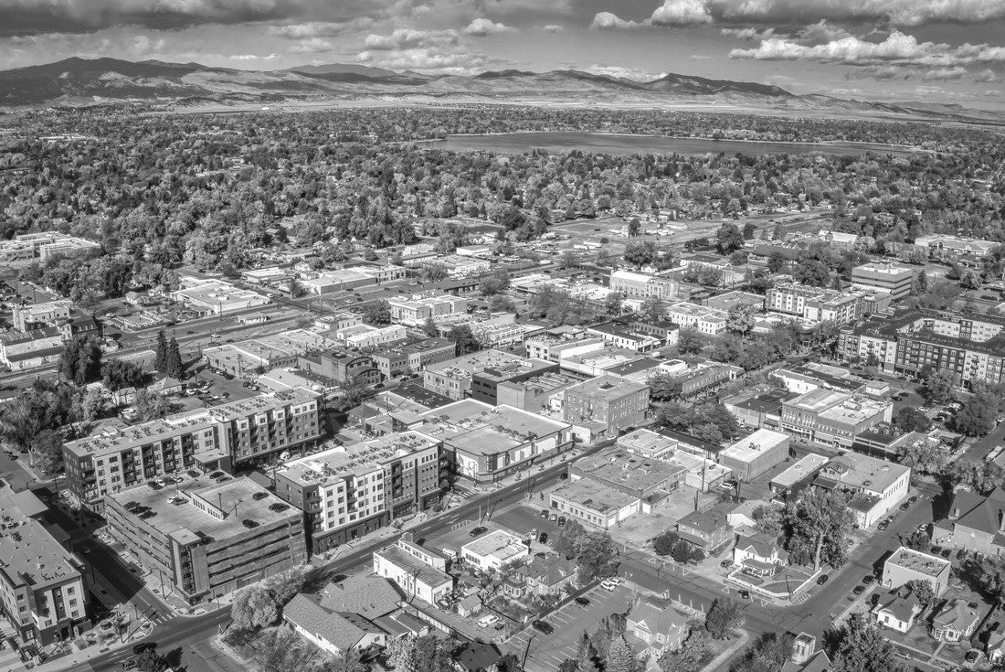 Aerial view of Loveland, Colorado with autumn colors 2000pc PuzzleBlack and White