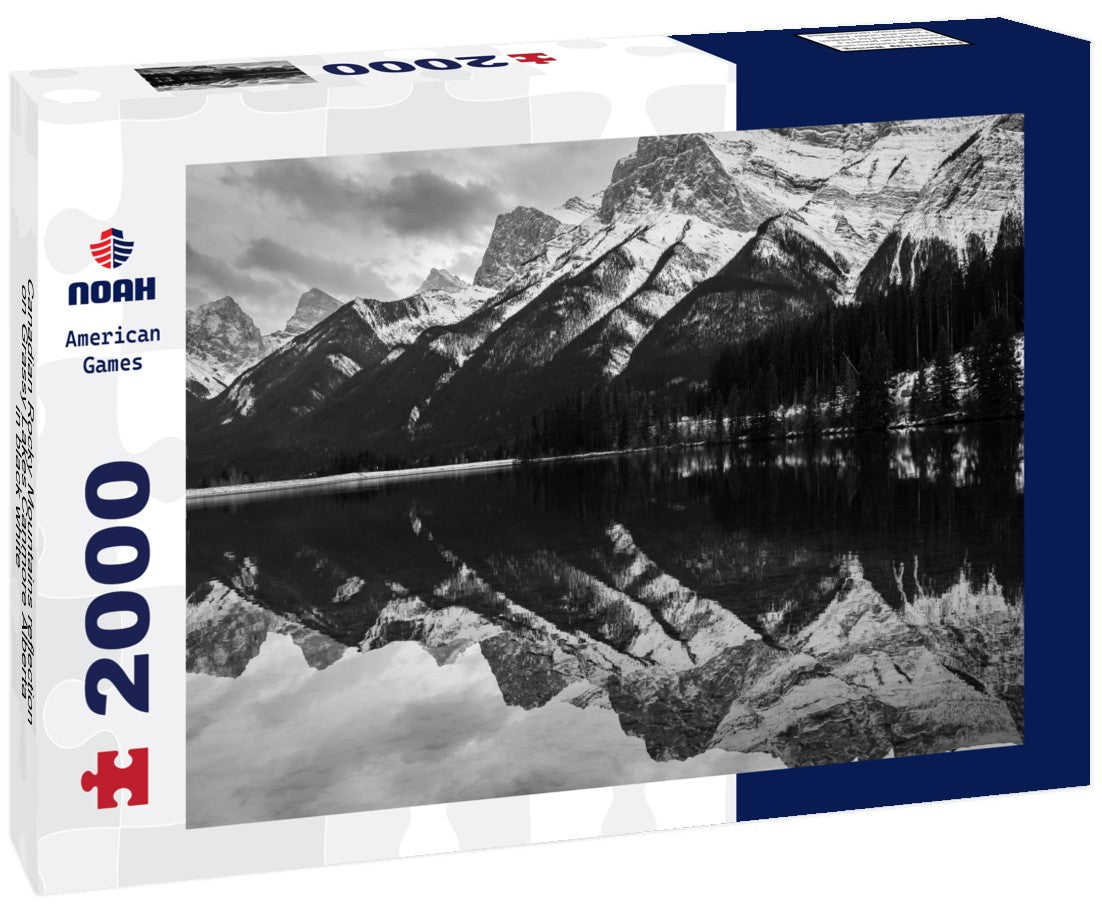 Noah Jigsaw Puzzle Canadian Rocky Mountains reflection on Grassy Lakes Canmore Alberta in black white 2000 pieces