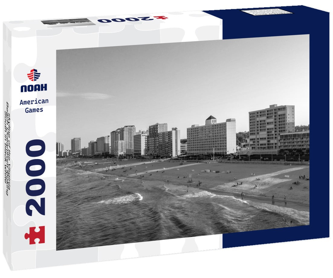 skyline of the Virginia Beach Oceanfront looking South 2000pc PuzzleBlack and White
