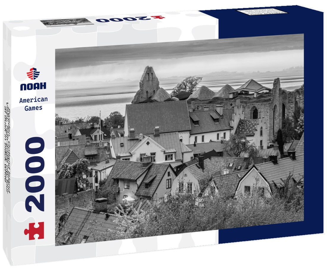 Sweden, Gotland Island, Visby, high-angle city tour at dusk 2000pc PuzzleBlack and White