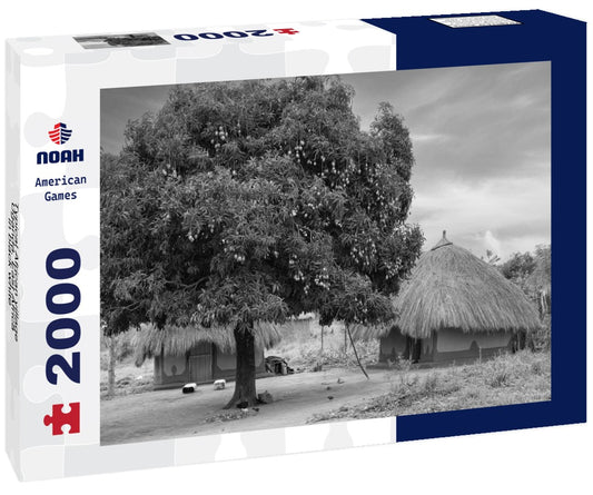 Noah Jigsaw Puzzle Typical African village, Uganda, East Africa in black white 2000 pieces