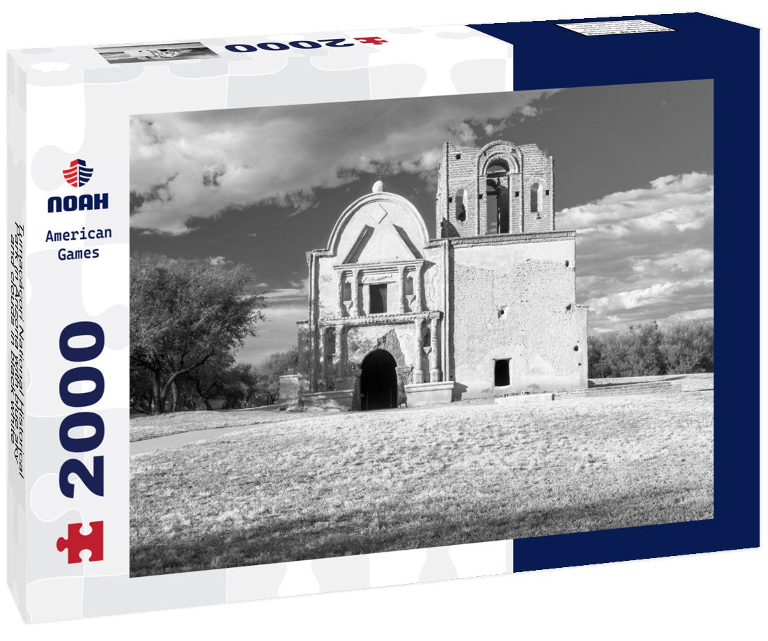Tumacácori National Historical Park in Arizona with blue sky and clouds 2000pc PuzzleBlack and White