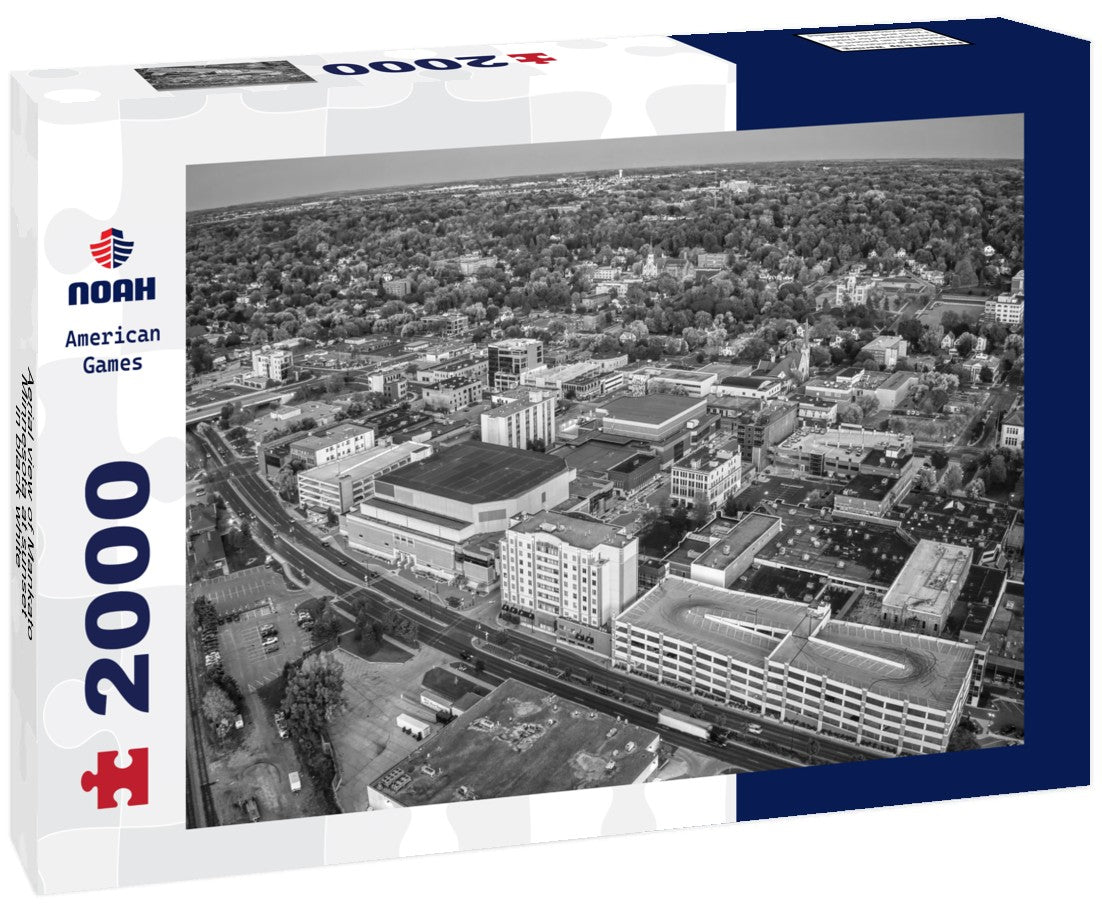 Aerial view of Mankato, Minnesota at sunset 2000pc PuzzleBlack and White