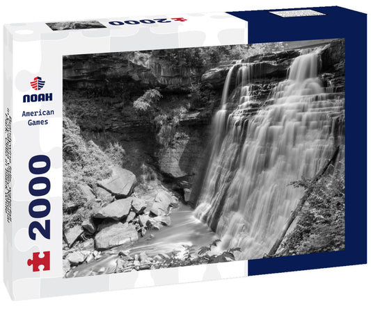 Noah Jigsaw Puzzle Brandywine falls, waterfall in Cuyahoga Valley National Park, Ohio in black white 2000 pieces