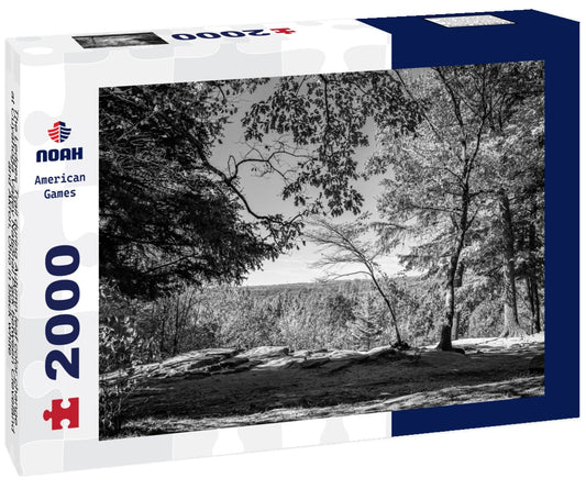 Noah Jigsaw Puzzle The Ledges Trail during Autumn leaf color change at Cuyahoga Valley National Park between Cleveland and Akron, Ohio in black white 2000 pieces
