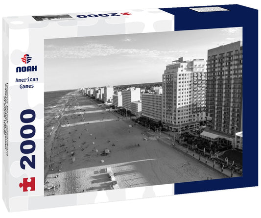 Noah Jigsaw Puzzle Virginia Beach oceanfront looking south at sunset in black white 2000 pieces