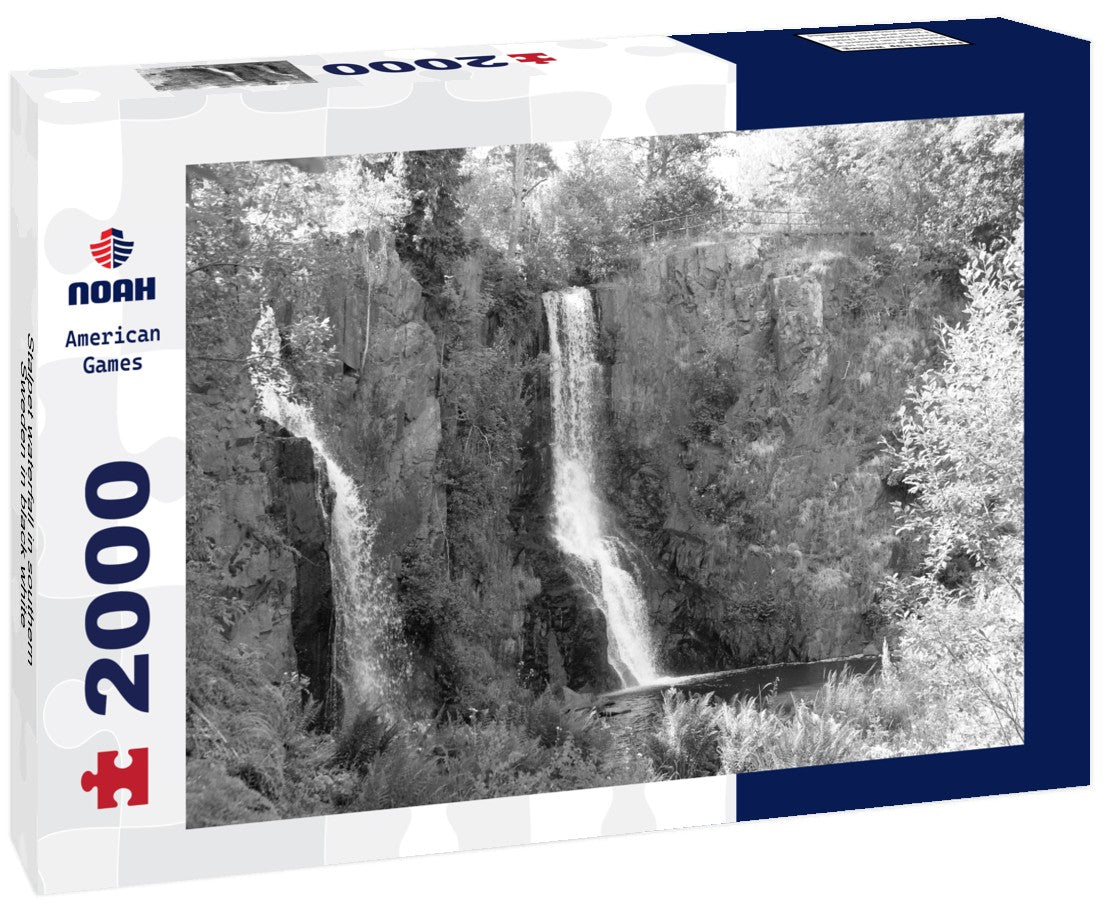 Noah Jigsaw Puzzle Stalpet waterfall in southern Sweden in black white 2000 pieces