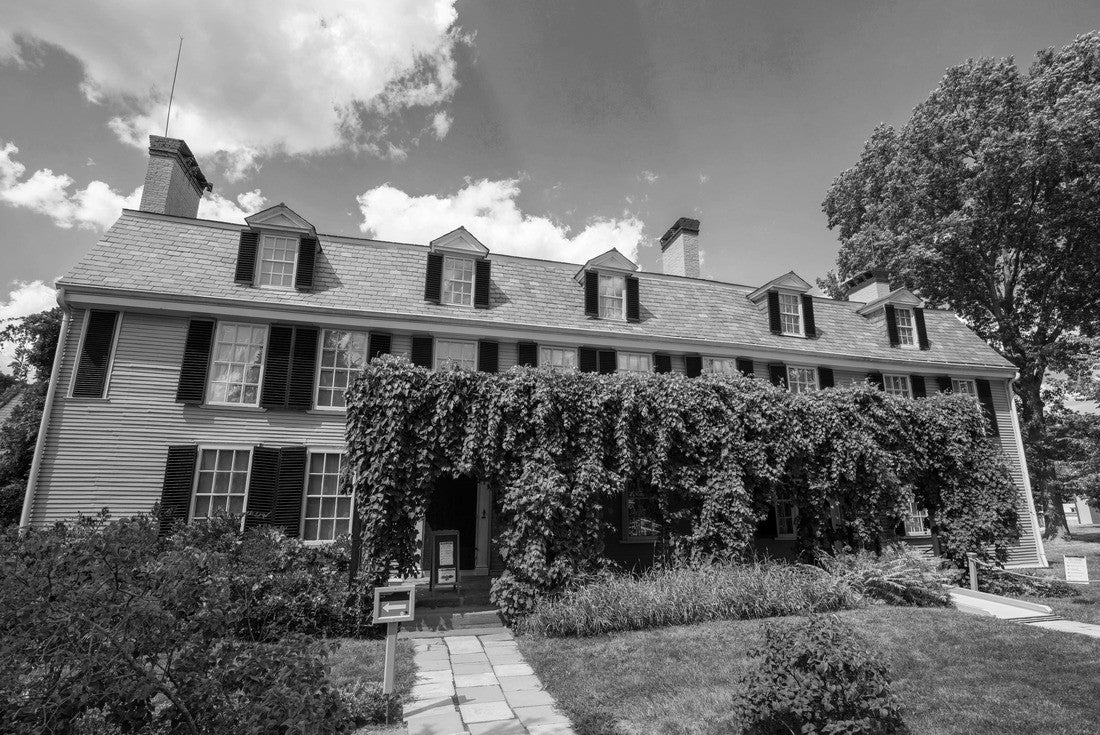 Old House at Peacefield is a historic house of the Adams family, including U.S. Presidents John Adams and John Quincy Adams at 135 Adams Street in Quincy, Massachusetts MA, USA 2000pc PuzzleBlack and White