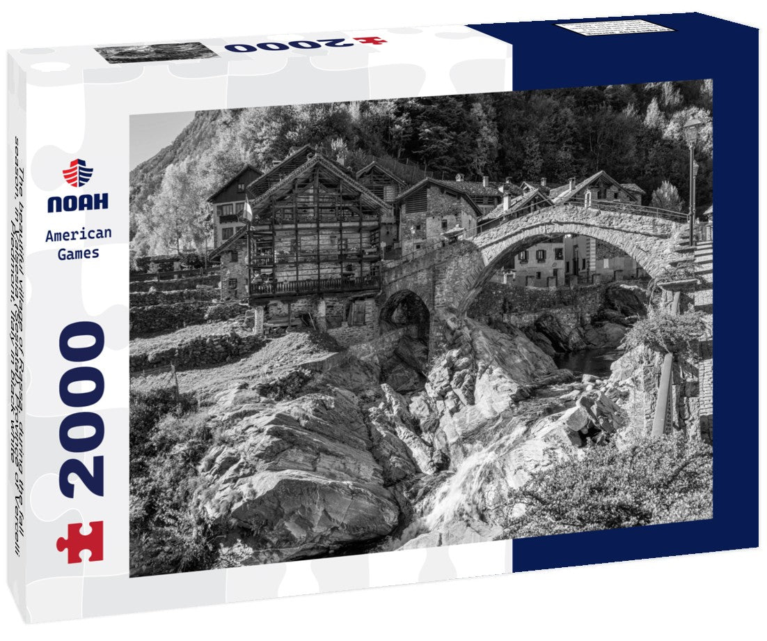 The beautiful village of Rassa, during the fall season, in Valsesia (Sesiatal). Province of Vercelli, Piedmont, Italy 2000pc PuzzleBlack and White