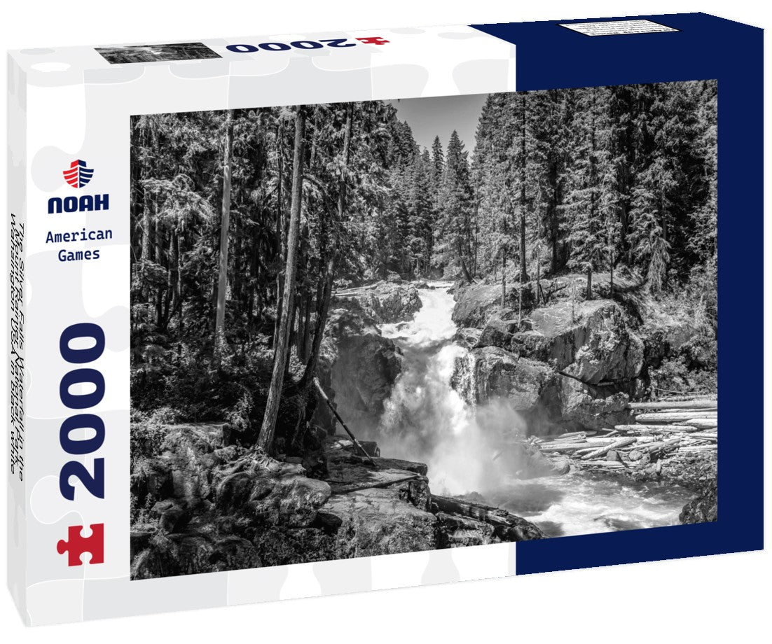 Noah Jigsaw Puzzle The Silver Falls Waterfall in the Mount Rainier National Park, Wahsington USA in black white 2000 pieces