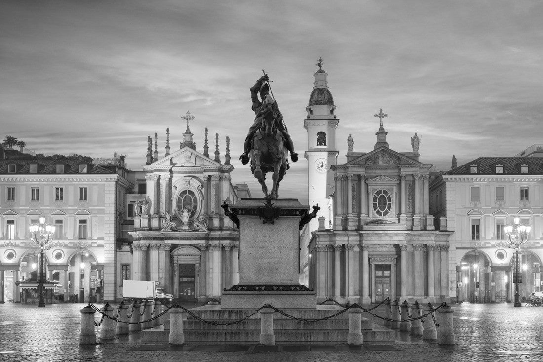 Turin, Italy at the Piazza San Carlo during twilight 2000pc PuzzleBlack and White