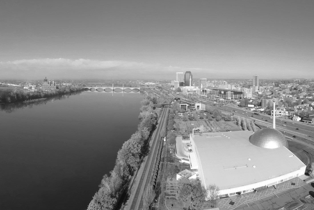 An aerial  Springfield, Massachusetts, United States in early morning 2000pc PuzzleBlack and White
