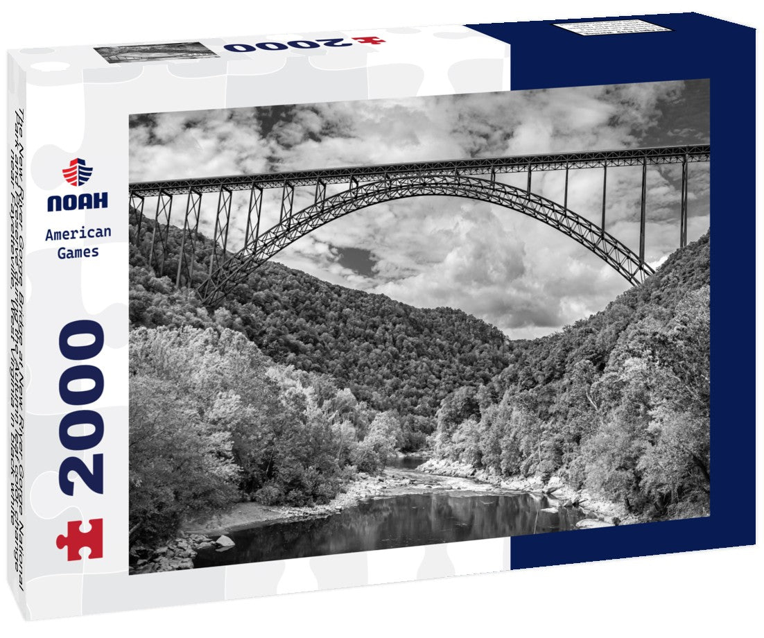 Noah Jigsaw Puzzle The New River Gorge Bridge at New River Gorge National Park and Preserve during the Autumn leaf color change near Fayetteville, West Virginia in black white 2000 pieces