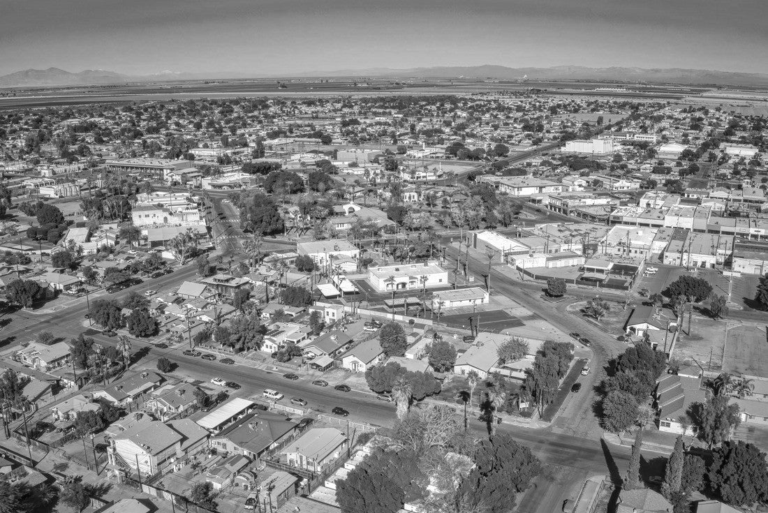 Aerial View of Downtown Brawley, California in the Imperial Valley 2000pc PuzzleBlack and White