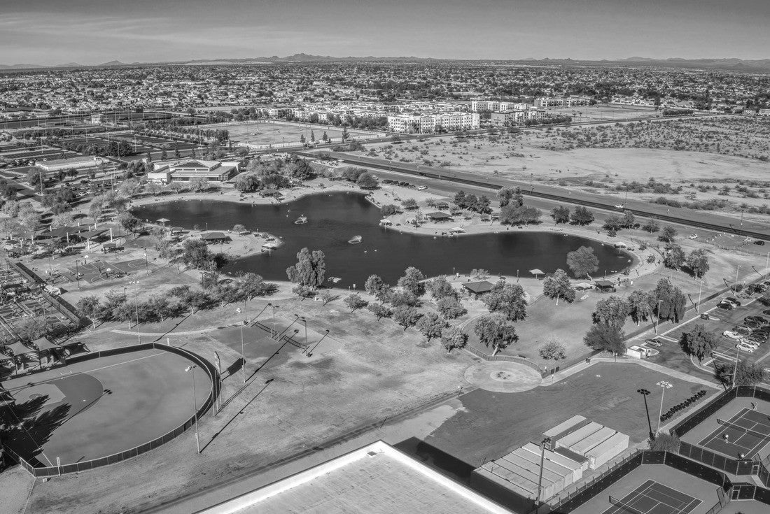 Aerial View of the Phoenix Suburb of Surprise, Arizona 2000pc PuzzleBlack and White