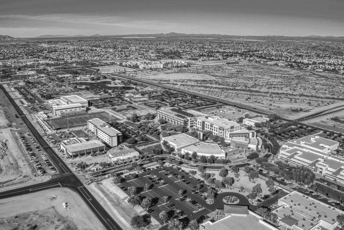 Aerial View of the Phoenix Suburb of Chandler, Arizona 2000pc PuzzleBlack and White