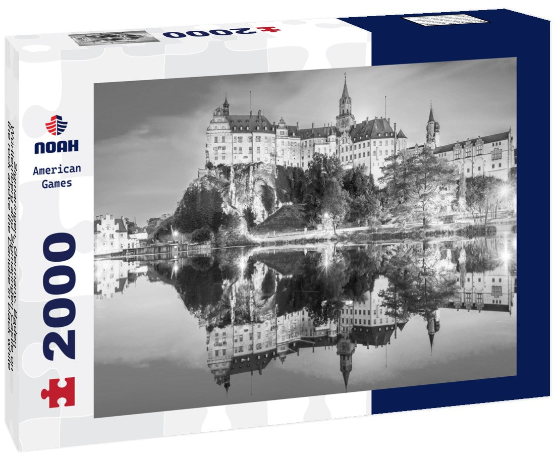 Sigmaringen, Germany. Baden-Württemberg and Sigmaringen Castle on the rock above the Danube 2000pc PuzzleBlack and White