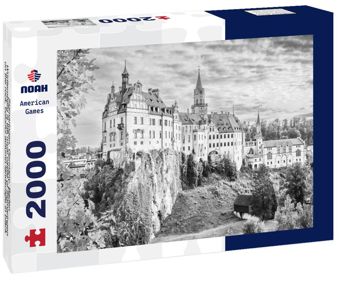 Sigmaringen, Germany. Baden-Württemberg is the royal castle of Sigmaringen on the rock, colorful autumn landscape 2000pc PuzzleBlack and White