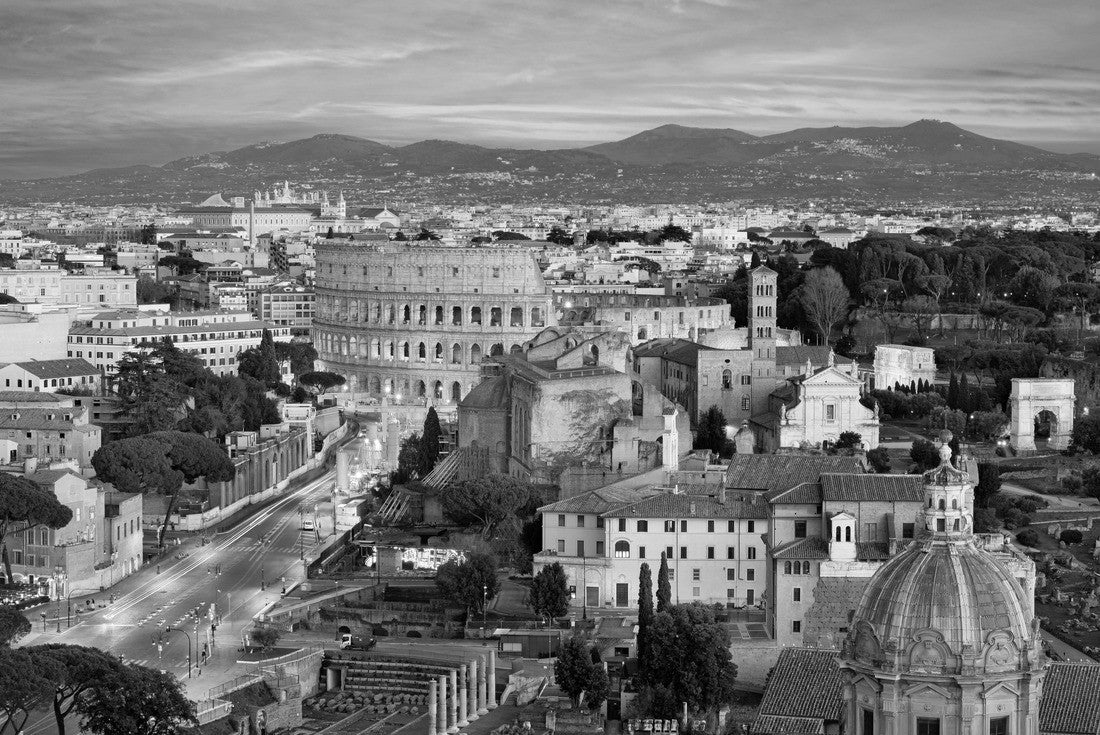 Rome, Italy view towards the Colosseum with archeological areas at sunset 2000pc PuzzleBlack and White