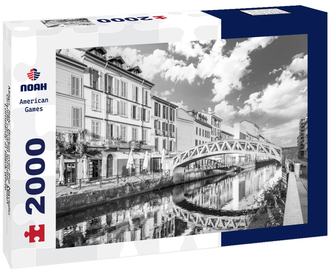 Milan, Italy. Bridge over the Naviglio Grande canal at sunrise, Milan, Lombardy 2000pc PuzzleBlack and White