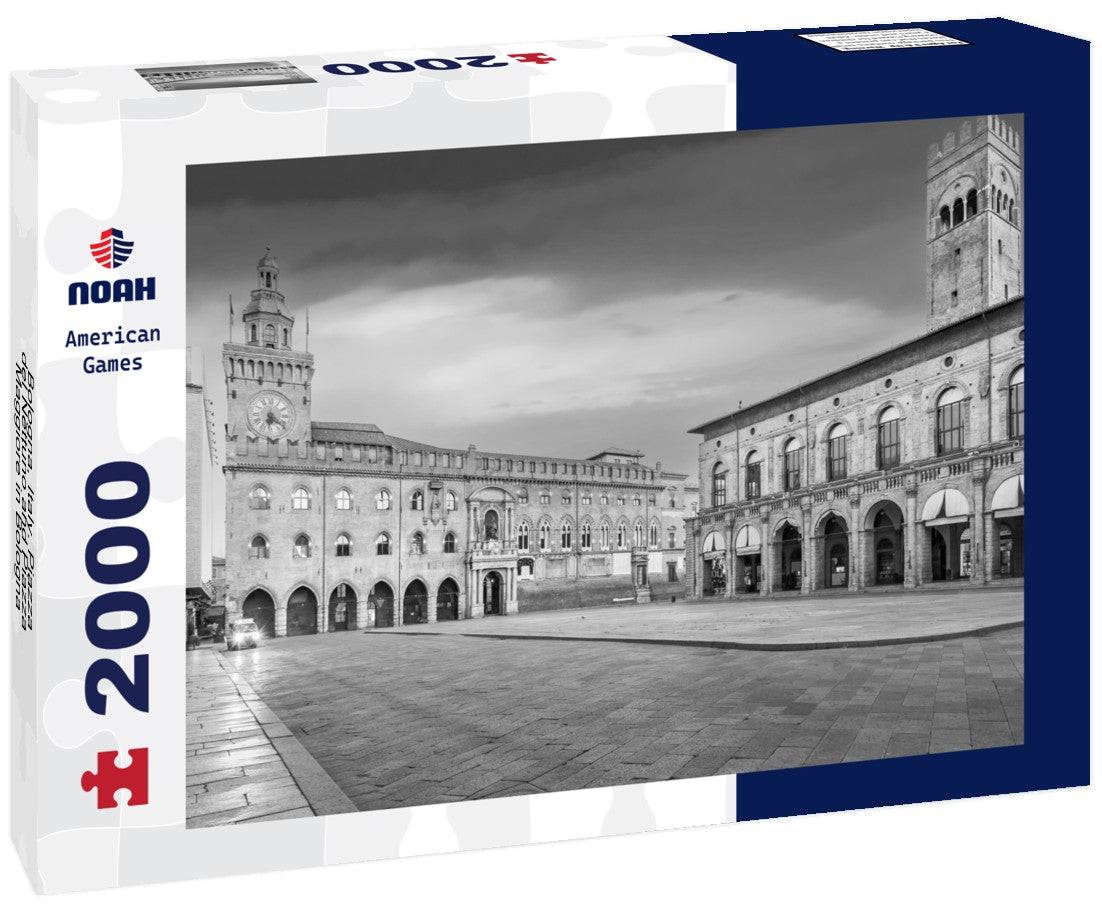 Noah Jigsaw Puzzle Bologna, Italy. Piazza del Nettuno and Piazza Maggiore in Bologna, Italy in black white 2000 pieces