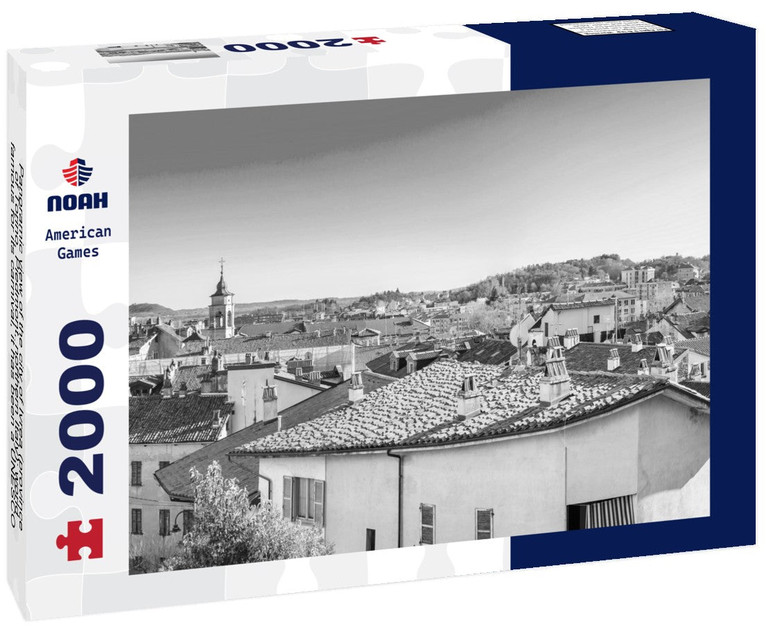 Noah Jigsaw Puzzle Panoramic view of the city of Ivrea (province of Torino, Piedmont, northern Italy); world-famous for its carnival, it has been a UNESCO site since 2018 in black white 2000 pieces
