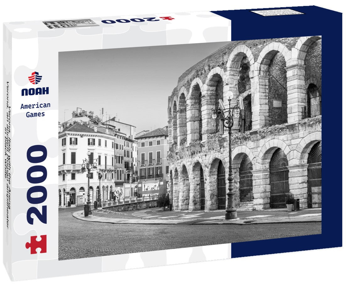 Verona, Italy with the Arena Verona, an ancient Roman ampitheater 2000pc PuzzleBlack and White