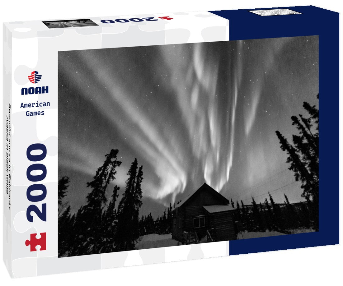 Beautiful aurora in Fairbanks, Alaska 2000pc PuzzleBlack and White