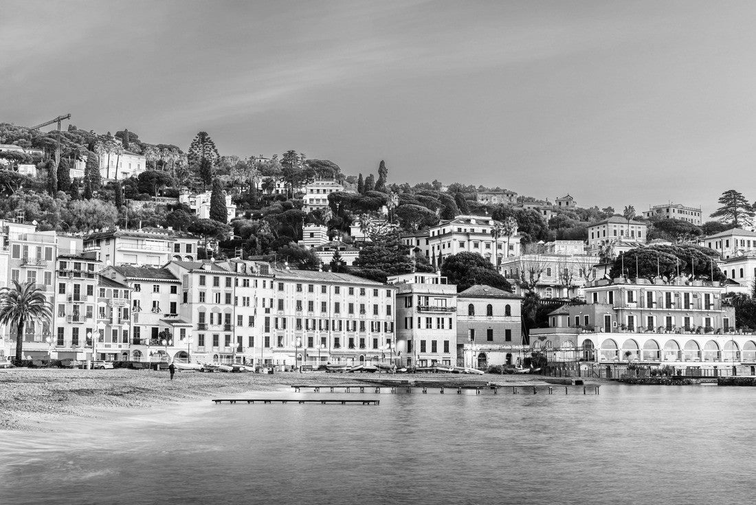 The coast of Santa Margherita Ligure, Italy at dawn 2000pc PuzzleBlack and White