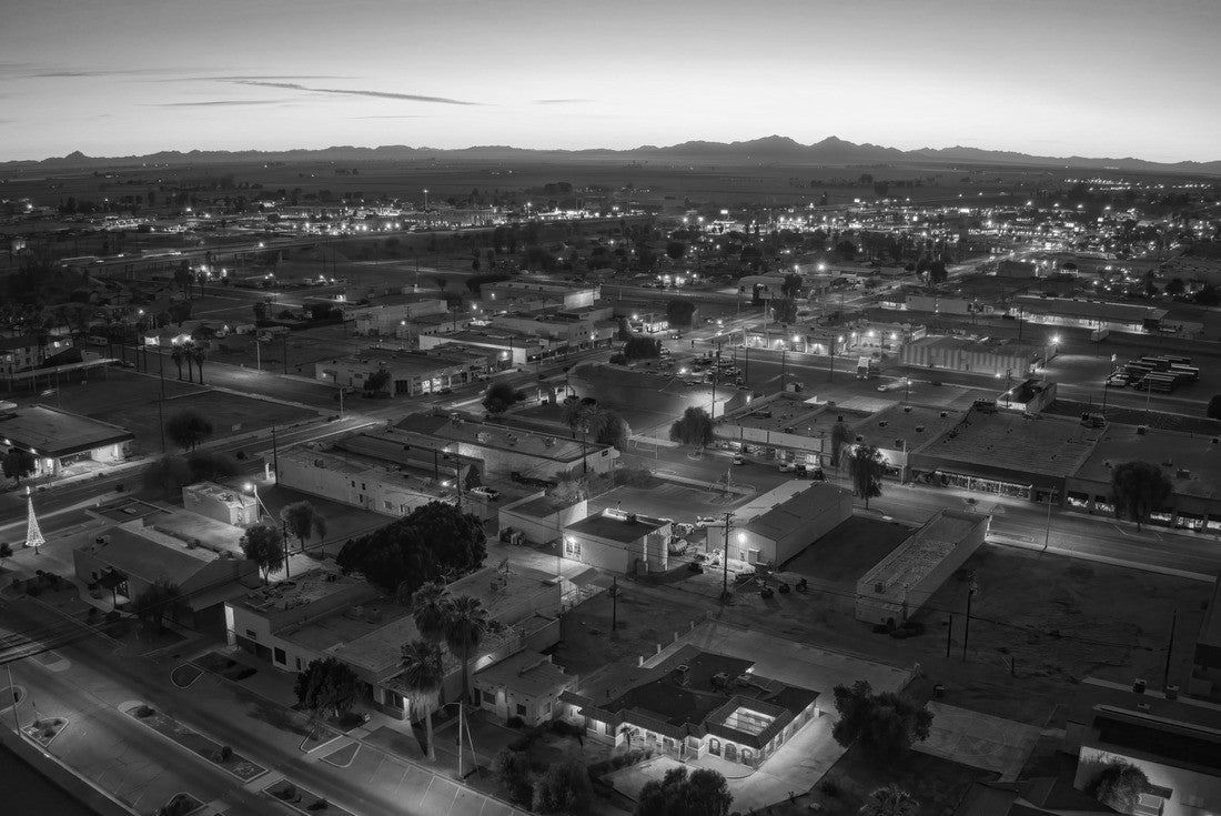 Aerial View of Downtown Blythe California at Dusk in the Imperial Valley 2000pc PuzzleBlack and White