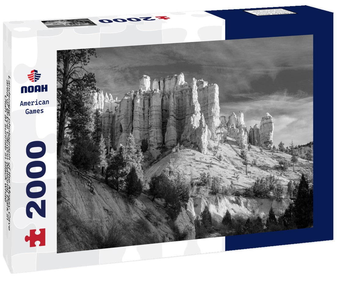 Noah Jigsaw Puzzle Landscape photograph of the Mossy Cave area of Bryce Canyon National Park in Utah at sunrise in black white 2000 pieces