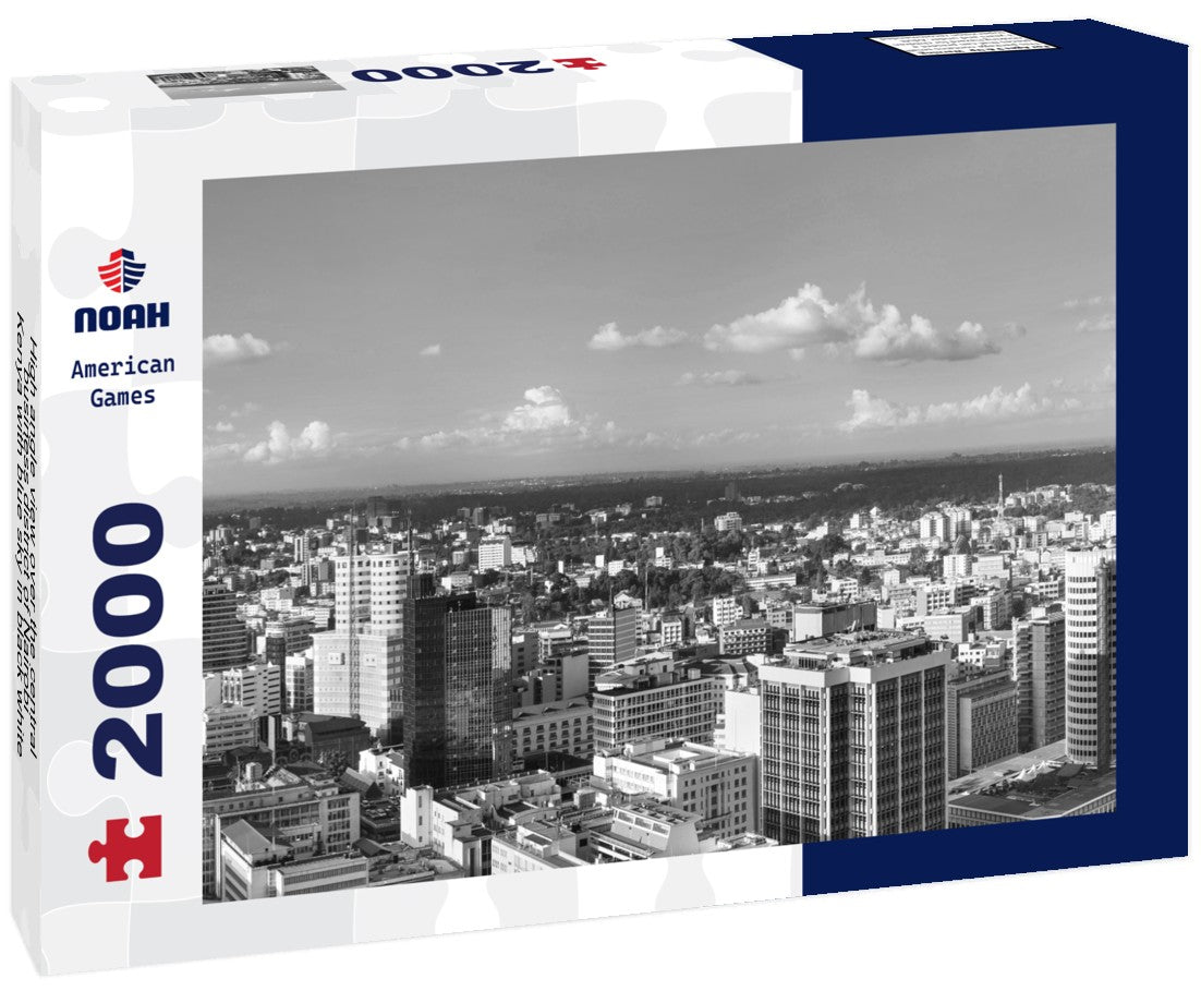 High angle view over the central business district of Nairobi, Kenya with blue sky 2000pc PuzzleBlack and White