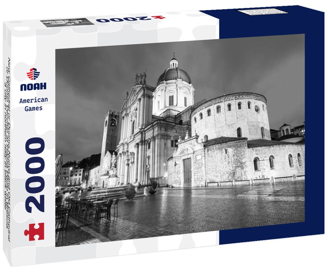 New Cathedral or Duomo Nuovo and Old Cathedral or Duomo Vecchio at Piazza Paolo in Brescia, a city in northern Italy 2000pc PuzzleBlack and White