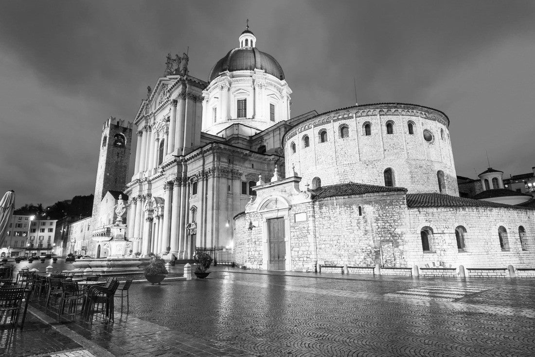 New Cathedral or Duomo Nuovo and Old Cathedral or Duomo Vecchio at Piazza Paolo in Brescia, a city in northern Italy 2000pc PuzzleBlack and White