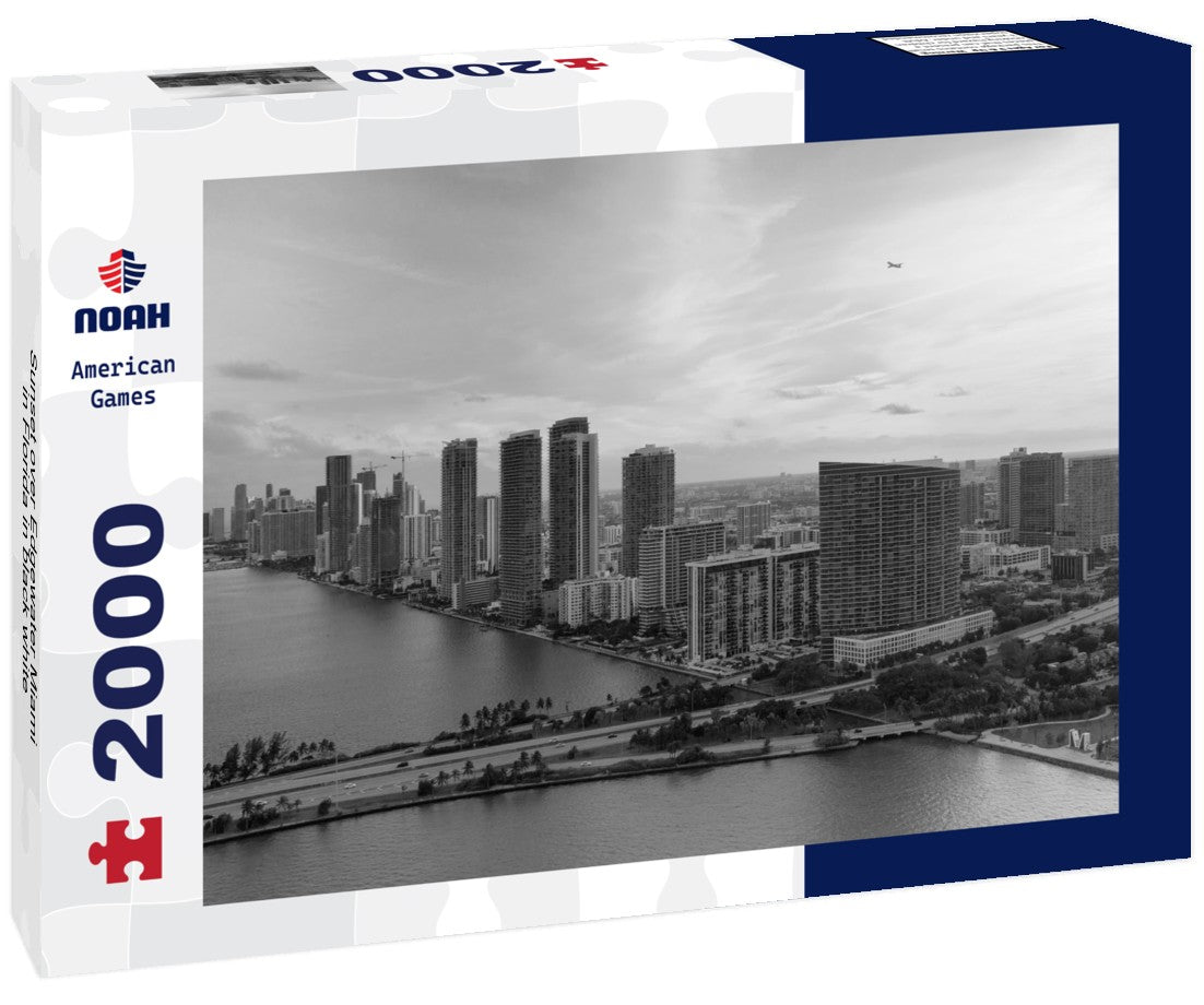 Sunset over Edgewater Miami in Florida 2000pc PuzzleBlack and White