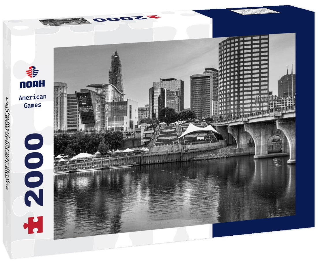 Noah Jigsaw Puzzle Hartford, Connecticut, USA downtown city skyline at dusk in black white 2000 pieces