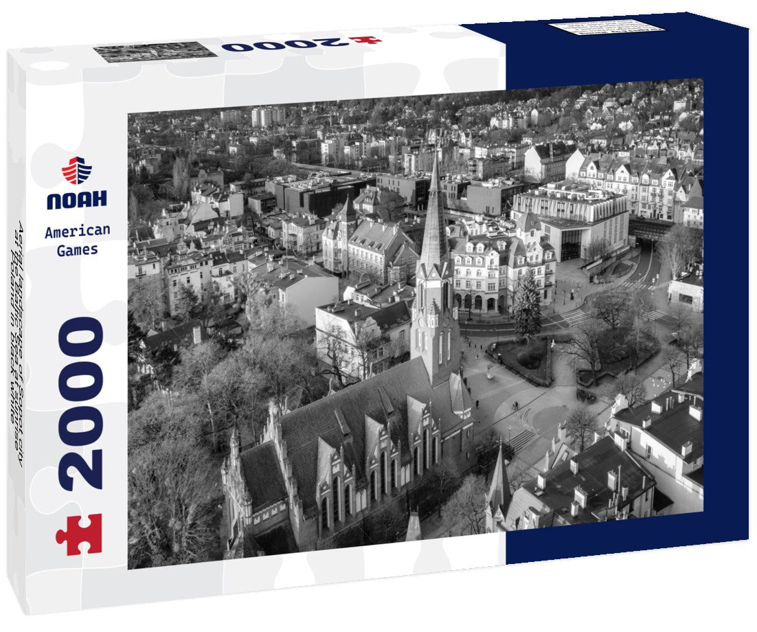 Noah Jigsaw Puzzle Aerial landscape of Sopot city at the Baltic Sea at sunrise, Poland in black white 2000 pieces