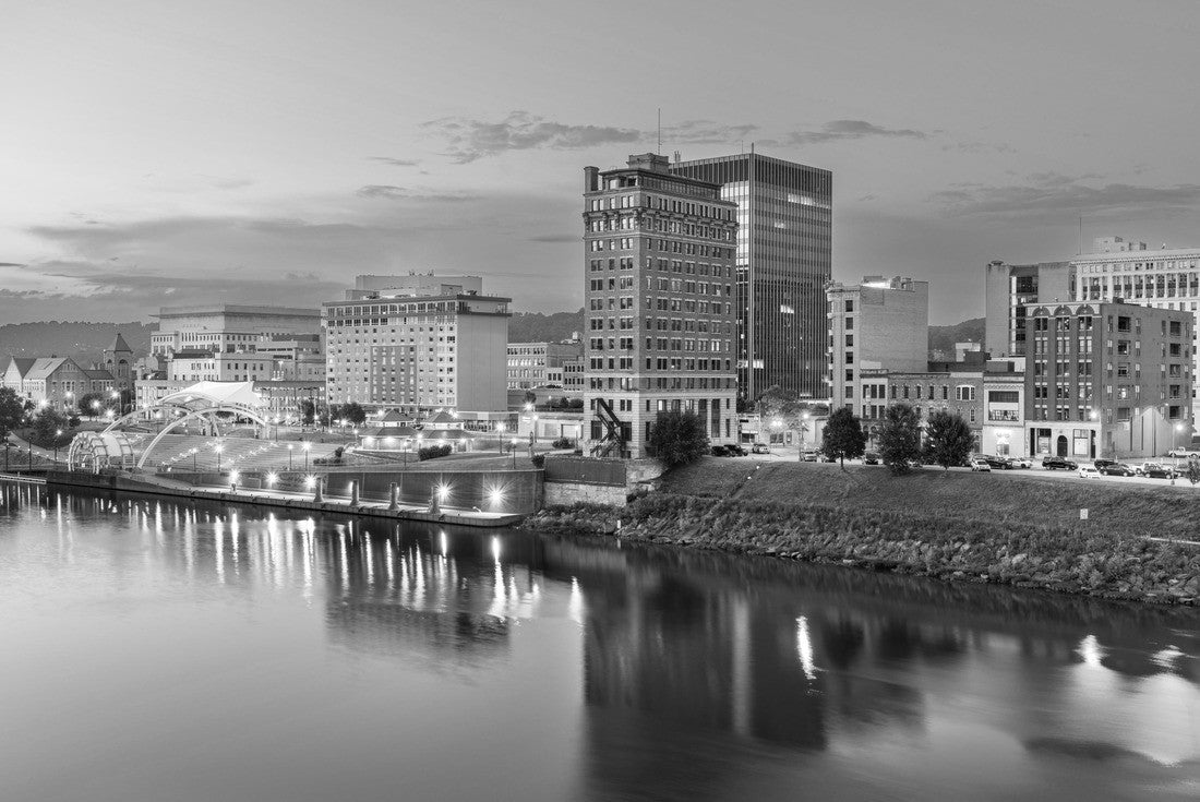 Charleston, West Virginia, USA skyline on the Kanawha River at dusk 2000pc PuzzleBlack and White