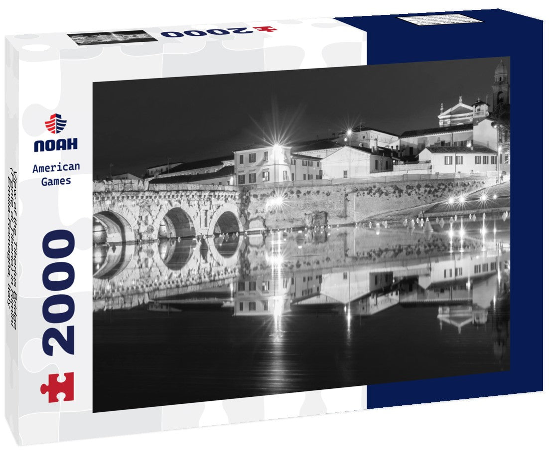 the Tiberius Bridge (Ponte di Tiberio) in Rimini, Emilia-Romagna, Italy - blue hour 2000pc PuzzleBlack and White