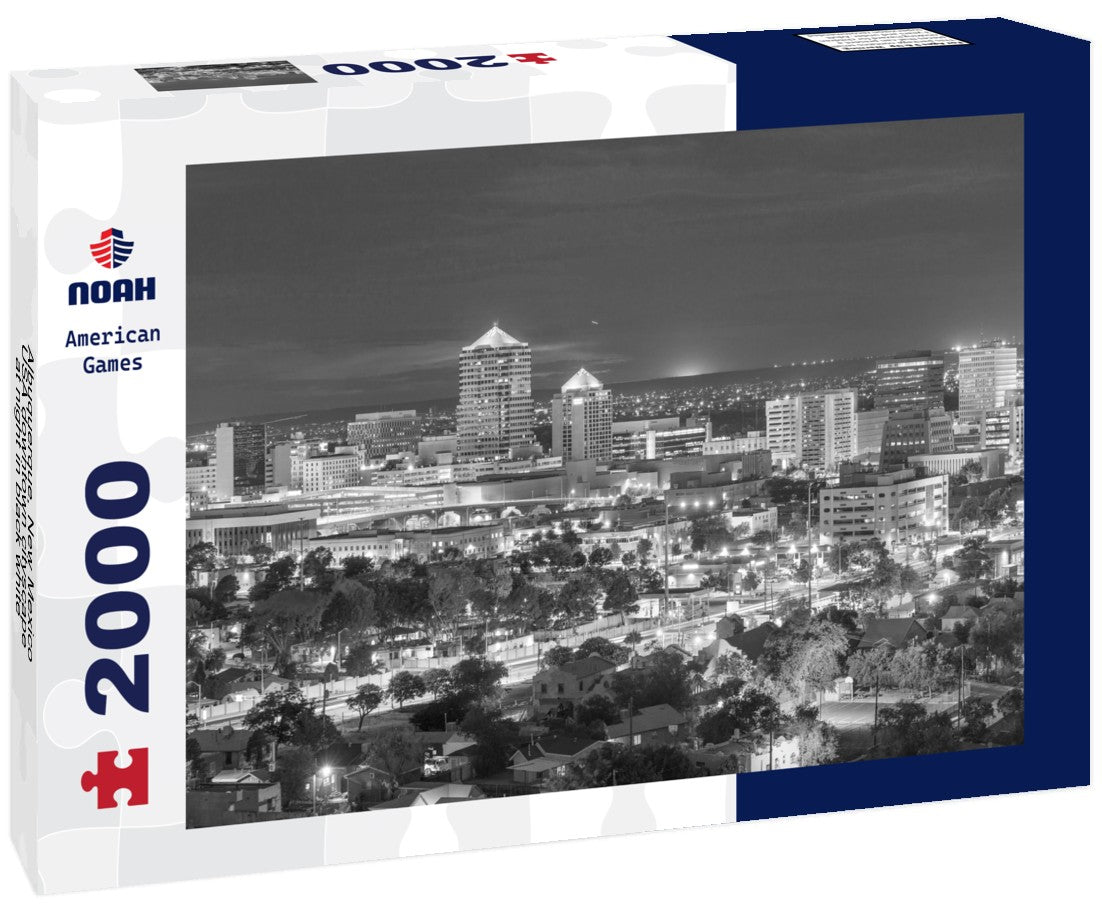 Albuquerque, New Mexico, USA downtown cityscape at night 2000pc PuzzleBlack and White