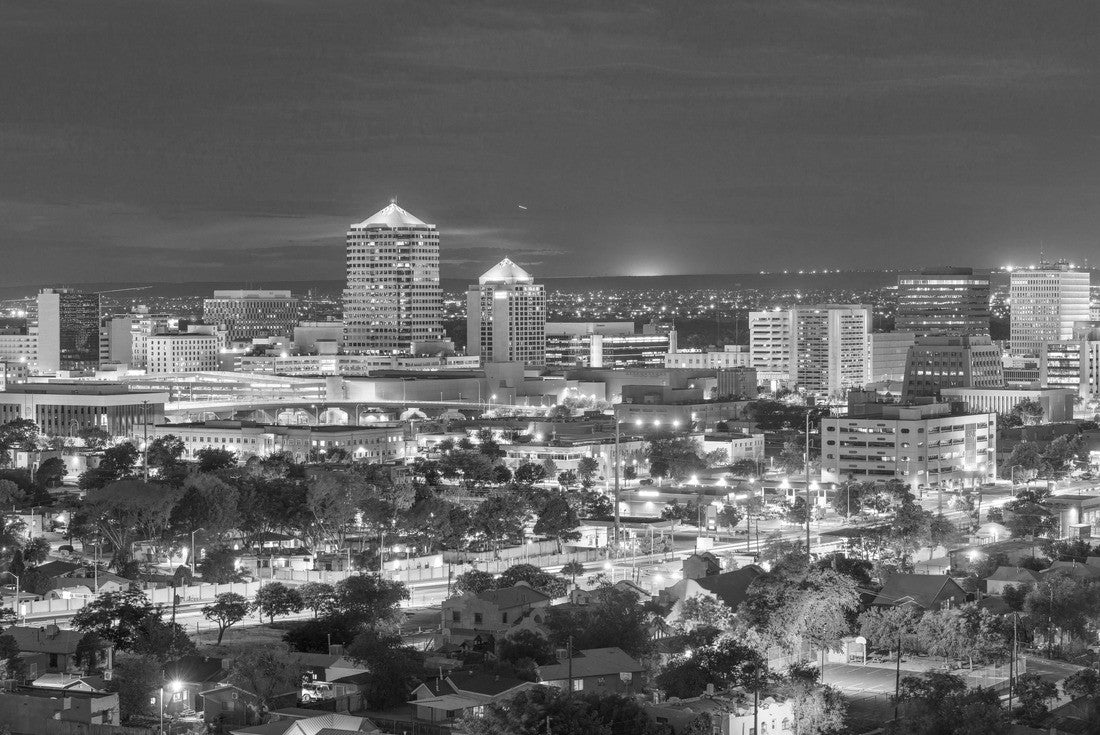 Albuquerque, New Mexico, USA downtown cityscape at night 2000pc PuzzleBlack and White