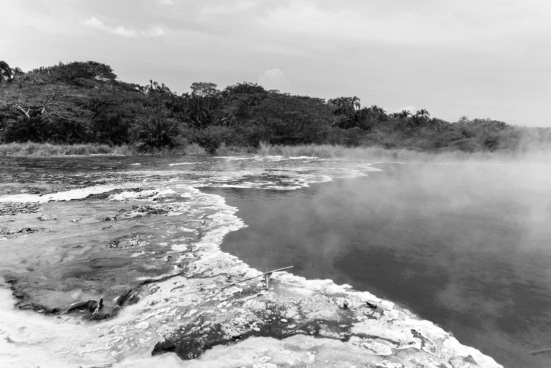 Hot springs in the geothermal area of Semuliki National Park, scenic landscape in Uganda 2000pc PuzzleBlack and White